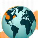 A globe with an arrow pointing to a new location.